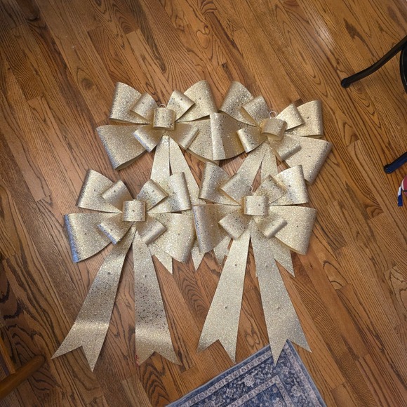 Gold Glitter Christmas Wedding  LED Lights Battery Operated Decoration 24" - Picture 8 of 14